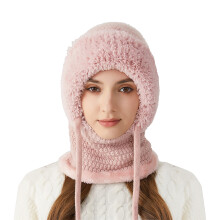 (Pink) Winter Fleece Lined Beanie & Scarf Set