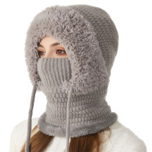 (Gray) Winter Fleece Lined Beanie & Scarf Set