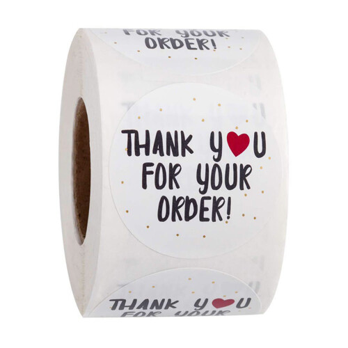 (White, A) 500pcs Thank You Stickers, Circle Decor Labels 1