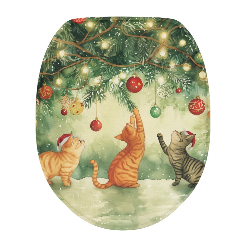 Christmas Cat Tree Toilet Lid Cover Machine Washable 913466182374