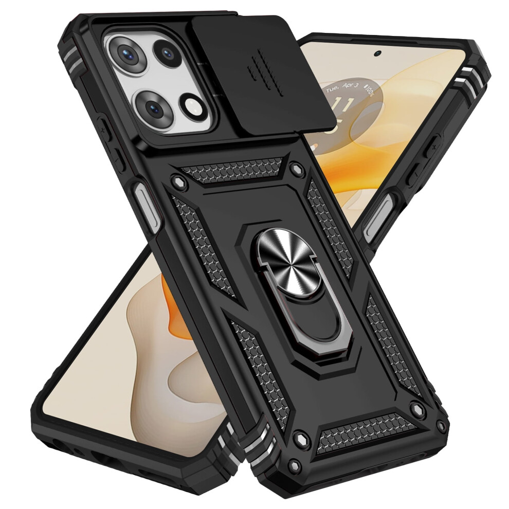 Allytechgroup Rotatable Kickstand Case For Motorola Moto G 5G 2025/2026 Â Military Drop Protection, Magnetic Car Mount, Anti-Scratch, Black 9358459357604