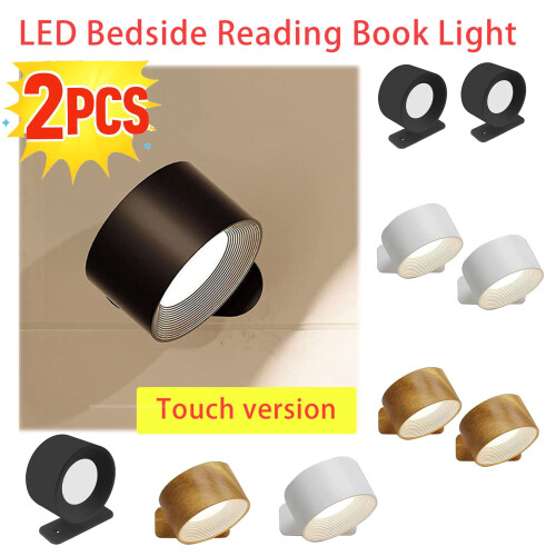 Wall-Mounted Bedside Lamp Wireless USB Rechargeable 2 PCS