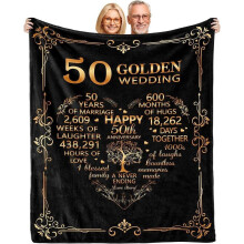 Manta personalizada para o 50º aniversário de casamento – Presente de Bodas de Ouro para o casal, pais, esposa e marido – 101,6 cm x 127 cm,