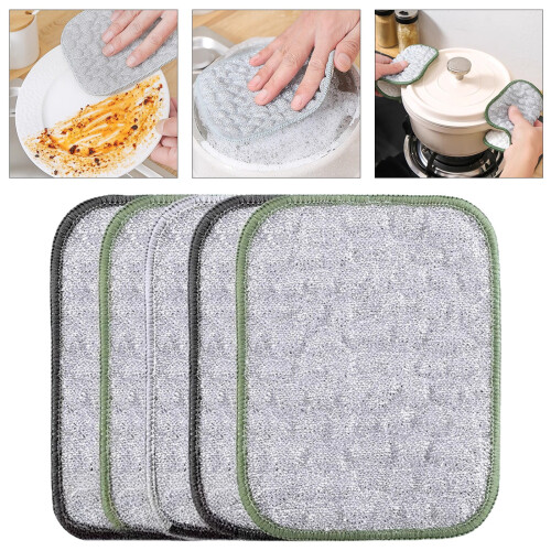 Reusable Wire Dishwashing Rags Round Non-Scratch 5 Pcs