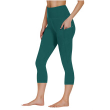 Sportliche Capri-Leggings für Damen, hochgeschnitten mit Taschen, figurformend, Yogahose, 7/8-Länge, Größe 2XL