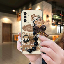 Samsung Galaxy A14 5G/4G Schutzhülle aus weichem Silikon, hautfreundliches Design mit schwarzem Perlenanhänger, stoßfest und wasserdicht