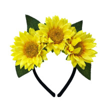 Zonnebloemhoofdband, bloemenkroon voor vrouwen en tieners, haaraccessoire voor feestjes en muziekfestivals.