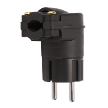Adaptateur secteur multifonction en forme de platine vinyle, contacts plaqués rhodium, compatible avec les équipements audiovisuels professionnels.