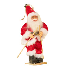 Figura do Papai Noel Esquiando, Boneco do Papai Noel, Enfeites de Natal Inusitados, Estatueta do Papai Noel em Trenó para Decoração de Lareira