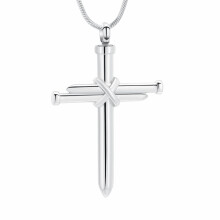 Kruisvormige urnketting voor as, crematiekruisketting voor as, roestvrijstalen kruisvormige urnhanger, ashouder voor mannen en vrouwen