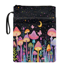 1 stuk notitieboekhoes met ritssluiting, boekenorganizer met vakje voor boekenliefhebbers, gemakkelijk mee te nemen boekentas, Mystic Mushroom Night