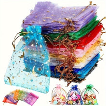 100 Stück Organzabeutel, 5 x 4 Zoll, Netzgeschenkbeutel, durchsichtige Schmuckbeutel mit Kordelzug für Süßigkeiten, Hochzeiten, Partys,