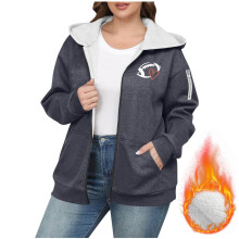 Dames plus size fleecegevoerde hoodie met volledige ritssluiting, oversized casual winterjas, warme Japanse streetwear, losse pasvorm, verlaagde