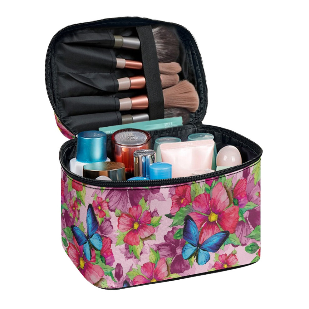 Makeup Bag Organizer with Flower Butterfly Design Polyester