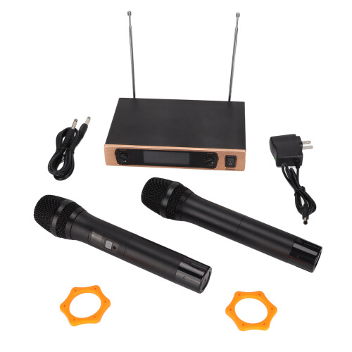 Wireless Microphone Karaoke System Auto Scan Dynamic Microphone Cardioid Polar Pattern Durable Metal Construction Long Range Operation Sleek Black 2