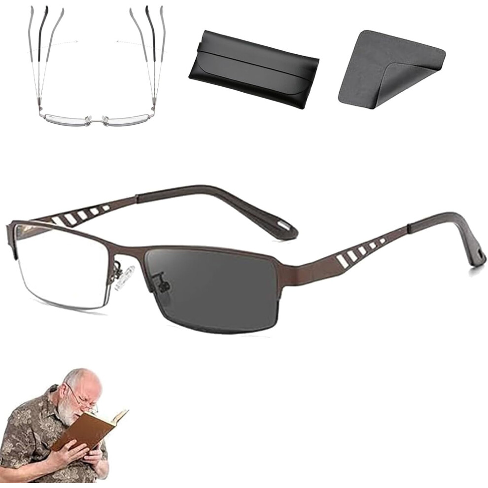 Light/Blue Ultra- Multi-Focal Photochromic Reading Glasses, Multi Focus Sports Color Changing Anti- Presbyopia Glasses