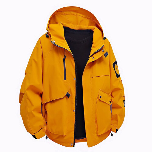Men's Solid Color Hooded Utility Jacket Water-Resistant