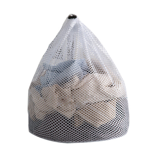 (Black) Durable Nylon Mesh Laundry Bag for Travel