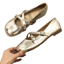 (Silver, 37) Silver Mary Jane Flats for Office & Casual
