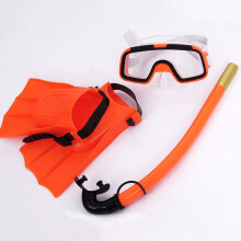 (Orange) Kids Anti-Fog Snorkel Set with Mask & Fins