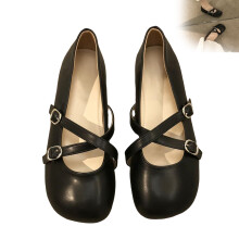 (Black, 37) Silver Mary Jane Flats for Office & Casual