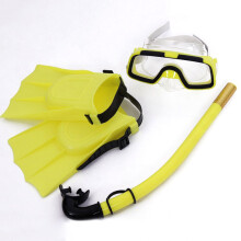 (Yellow) Kids Anti-Fog Snorkel Set with Mask & Fins