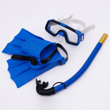 (Blue) Kids Anti-Fog Snorkel Set with Mask & Fins