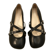 (Black, 35) Silver Mary Jane Flats for Office & Casual
