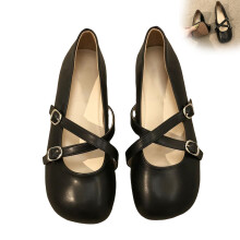 (Black, 38) Silver Mary Jane Flats for Office & Casual