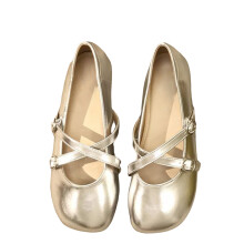 (Silver, 39) Silver Mary Jane Flats for Office & Casual