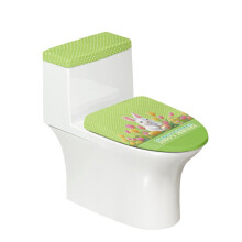 WC-Sitzbezug mit Hasen-Osterei-Muster, elastische Befestigung, Set aus Polyestergewebe, 43 x 53 cm
