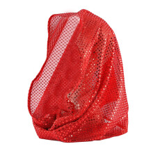 Rotes, einfarbiges Pailletten-Kopftuch für Damen, leichtes, glitzerndes Tuch, transparenter Glitzerschal für Abendveranstaltungen und