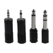 Conjunto de 4 adaptadores de fone de ouvido estéreo de 3,5 mm para 6,35 mm para dispositivos de áudio.