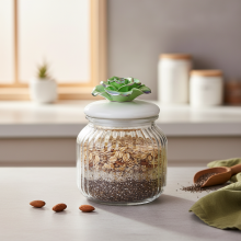 (Light Green Large) Nordic Glass Jars with Lids for Kitchen Storage