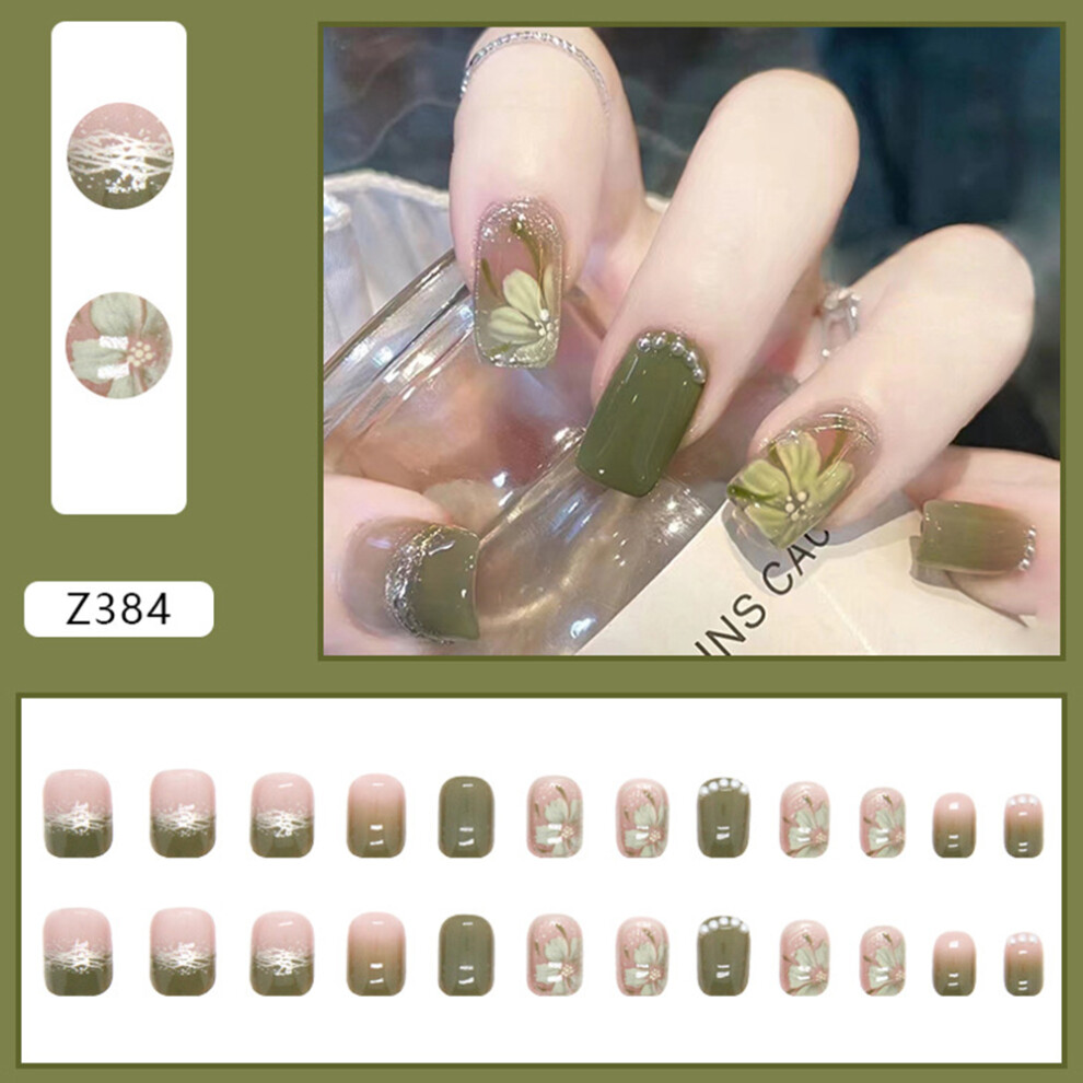 Zhouq-Outdoors (Jelly Glue Model) Camellia Flower Artificial Nails For Women