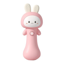 Baby Rammelaar Konijn met Lichtgeluid, Interactief Bijt- en Sensorisch Speelgoed, Ideaal Als Paasmandje voor een Roze Baby