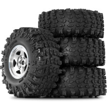 4 Stuks 1,9 Inch Metalen Bandenwielen met 118 mm OD-Banden voor Axial SCX10 D90 Wraith 1/10 RC Climbing Crawler-Auto-Onderdelen Zilver