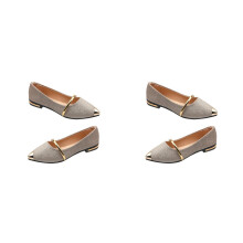 2Pairs Pearl Nude Flat Shoes Pointed Toe Woman Pumps