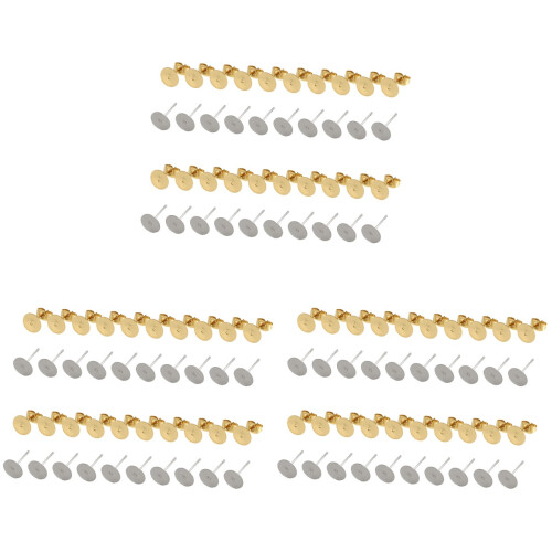 1200Pcs DIY Alloy Earrings Accessories Flat Pad Posts for Craft Making