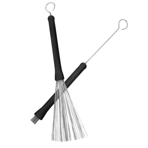 2Pcs Retractable Loop-End Drum Brushes Steel Wire Metal Black Cleaning