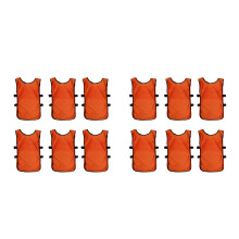 12Pcs Kids Orange Football Training Vests Durable Mesh Sports Pinnies