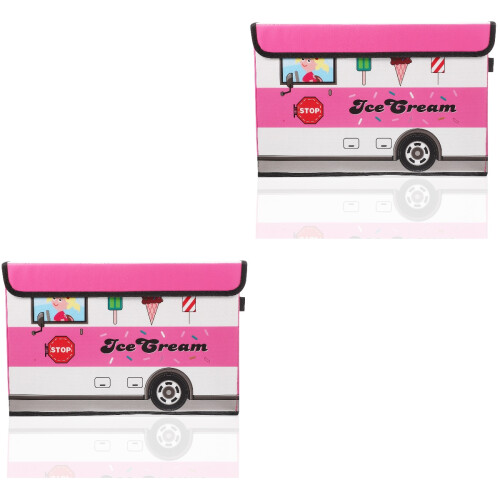 2Pièces Boîtes De Rangement Pliables Rose Couvercle Pour Enfants 1