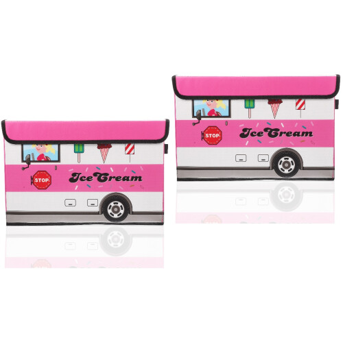 2Pièces Boîtes De Rangement Pliables Rose Couvercle Pour Enfants 2