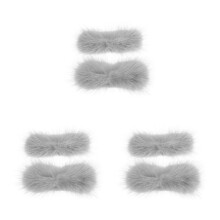 3Pairs Grey Faux Shoe Clips Plush Removable Pom Pom Charms