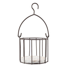 Hanging Candle Holder Rustic Bird Cage Decorative Iron Flower Pot Stand With Lantern Holder And Floral Display Function For Indoor Outdoor Use