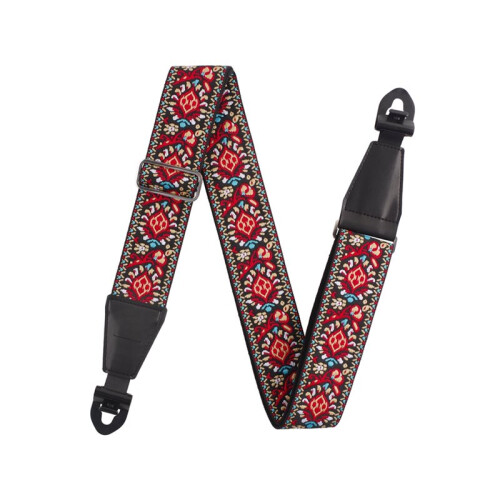 Axelremmar för Akustisk Gitarr, Broderade Axelremmar för Akustisk Gitarr, Elgitarr, Tillbehör Till Gitarr, Röd
