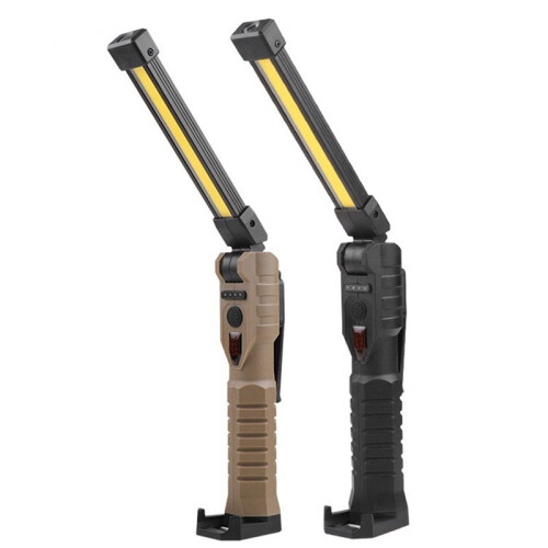 Folding COB Portable LED Work Light Handheld Flashlight Torch Emergency Car Inspection Lamp Red SOS Strobe 2 Packs