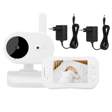 Tovejs babyalarm med infrarødt nattesyn, panorerbart, tiltbart zoomkamera og audiovisuel overvågning, trådløs forbindelse med lang batterilevetid