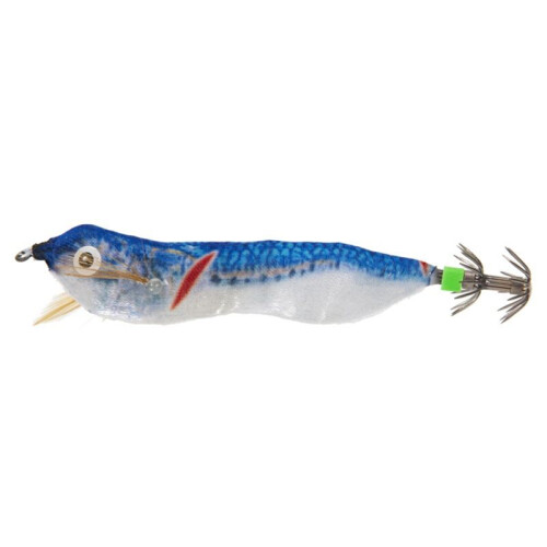 5 Stück 10 cm Holz Garnelen Angelköder Blinkender Wobbler Haken Jig Kunstköder Jigging Köder Oktopus Köder 2