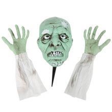 Waterproof Material Halloween Decorations Groundbreaker Stakes Scary Zombie Stakes Outdoor Party Props Realistic Zombie Face Creepy Design Graveyard